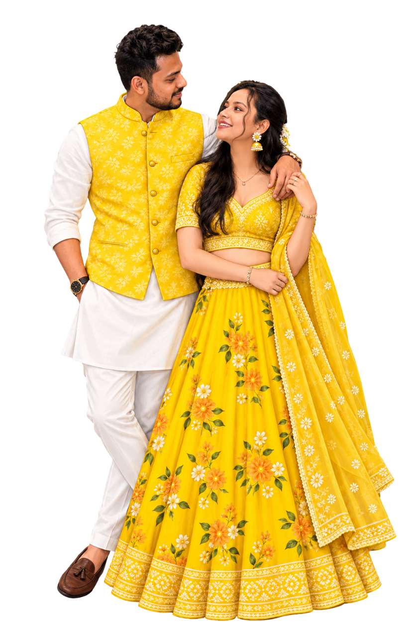 Haldi couple illustration