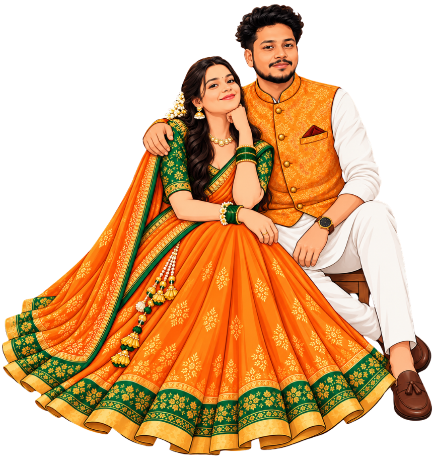 Mehendi couple illustration
